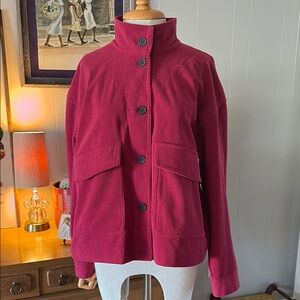Avec Les Filles for Anthropologie Red Utility Jacket Stand-Up Collar